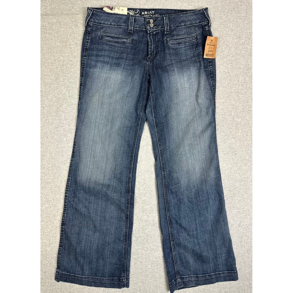 Ariat Trouser Jeans Womens 33R Bluebell Mid Rise Wide Leg Denim 10018360 New